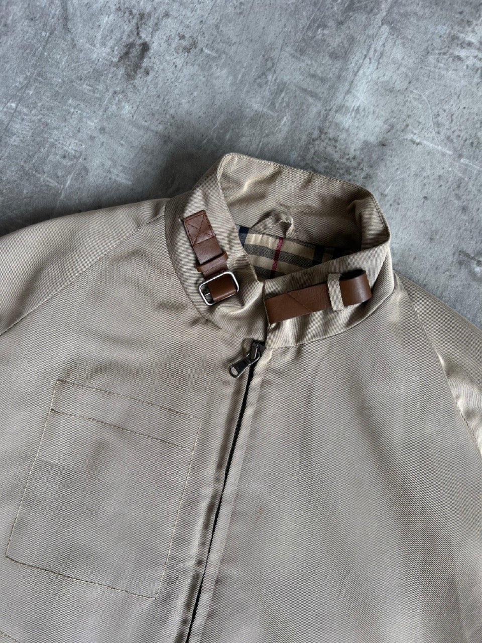 Burberry Buckle Detail Beige Harrington Jacket