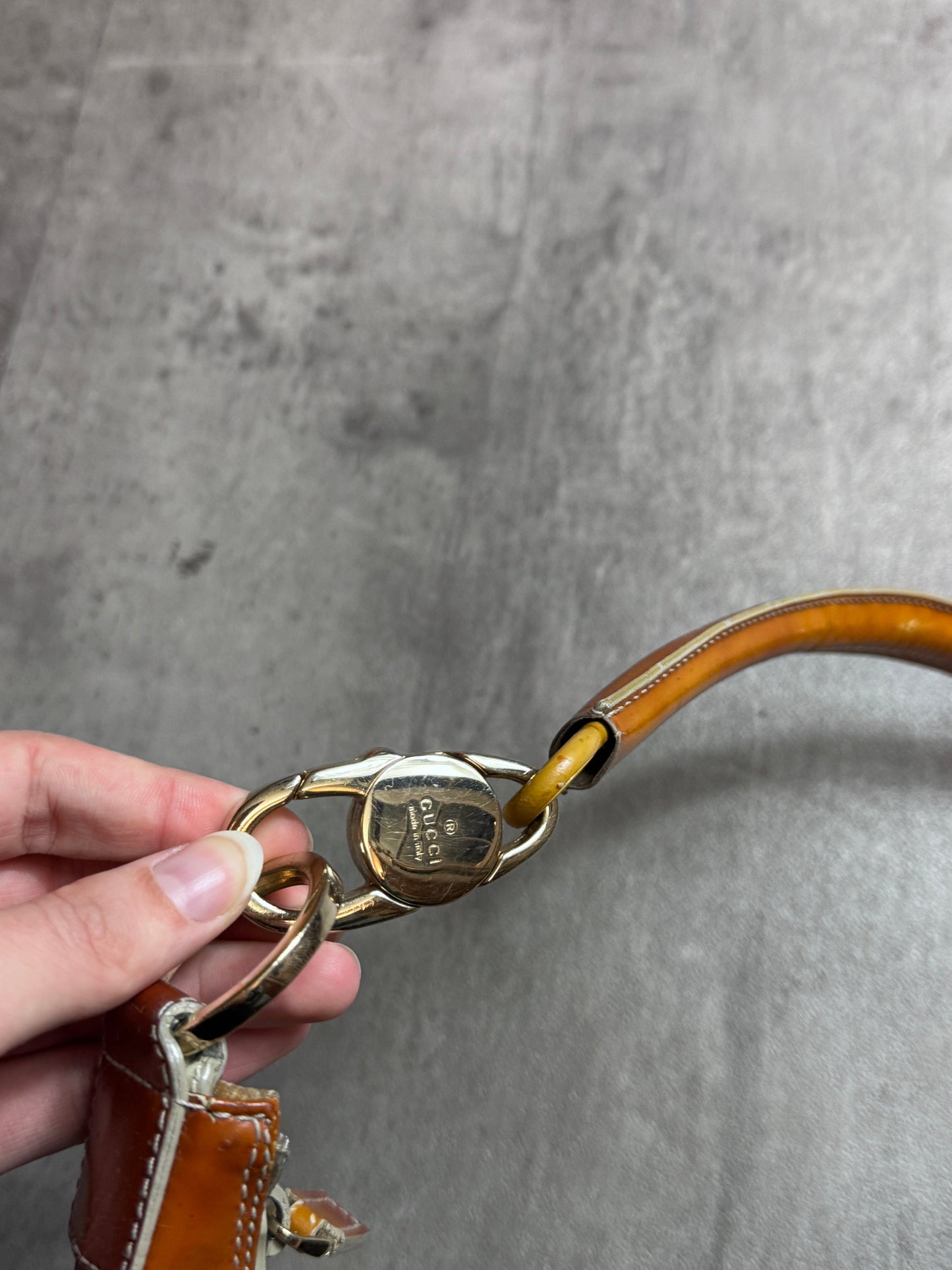 Gucci GG Supreme Beige Canvas Leather Shoulder Bag