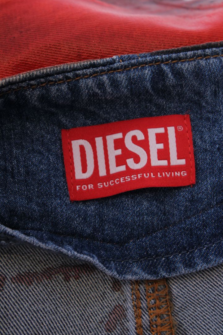 Diesel Coated Print Skirt Red/ Denim 28W | O/S, Red