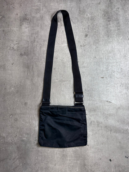Prada Black Nylon Logo Plaque Sling Bag