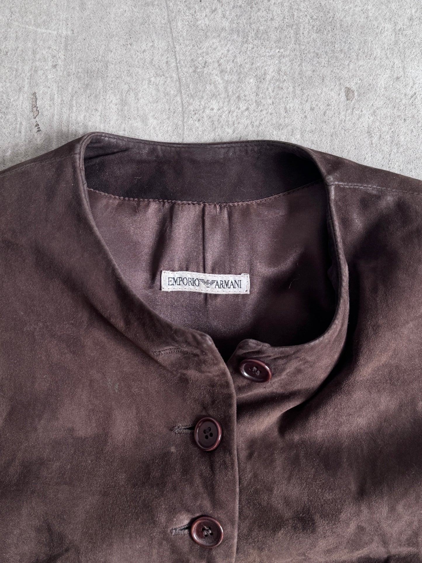 Emporio Armani Collarless Suede Jacket
