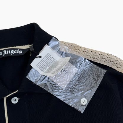 PALM ANGELS MONOGRAM PIQUE LONG SLEEVE SHIRT BLACK / BEIGE M | Medium, Beige