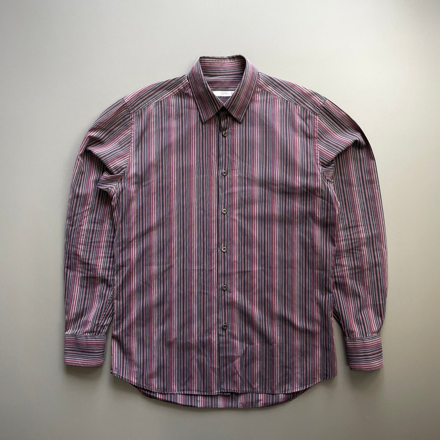 Prada Red Black & Purple 00s Fine Stripe Shirt | Large, Multicoloured