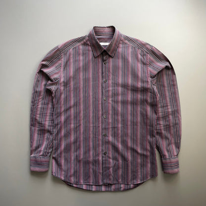 Prada Red Black & Purple 00s Fine Stripe Shirt | Large, Multicoloured