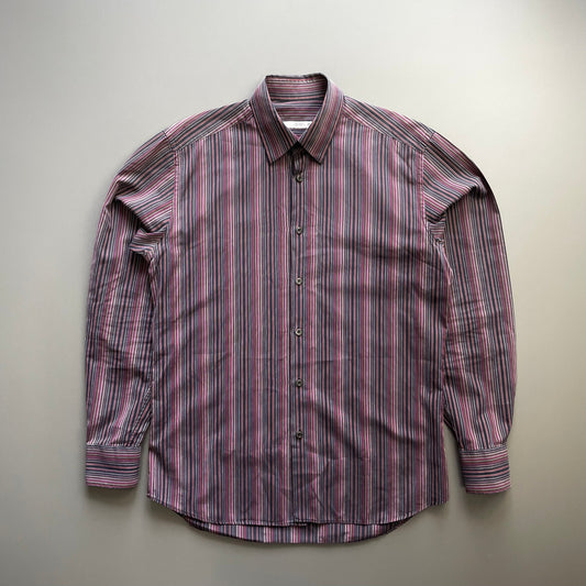 Prada Red Black & Purple 00s Fine Stripe Shirt | Large, Multicoloured