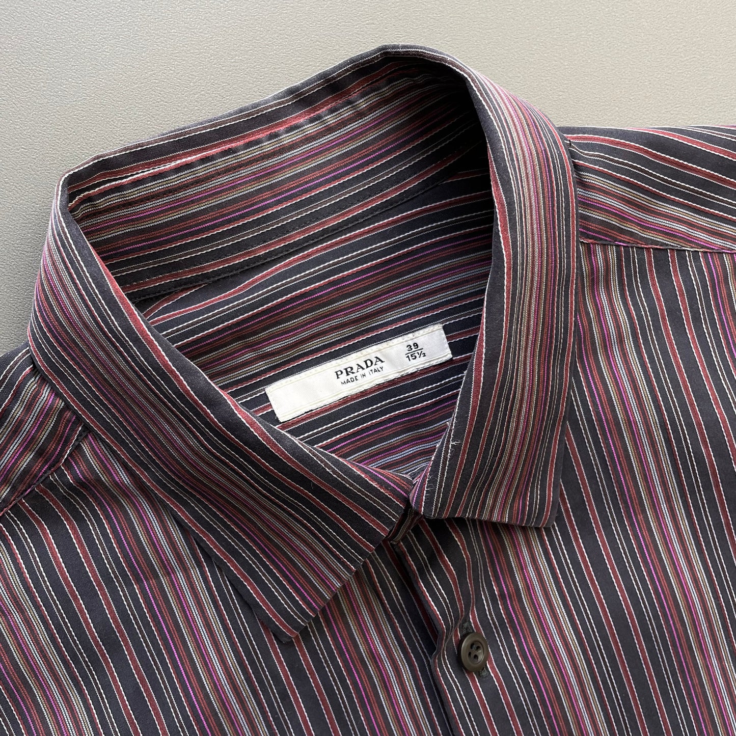 Prada Red Black & Purple 00s Fine Stripe Shirt | Large, Multicoloured