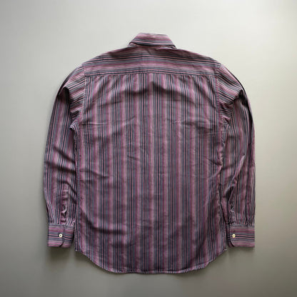 Prada Red Black & Purple 00s Fine Stripe Shirt | Large, Multicoloured