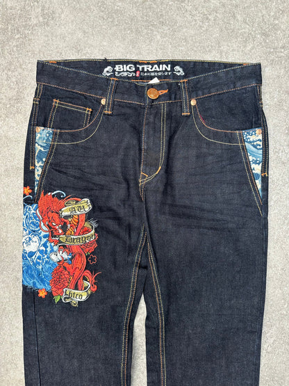 Big Train Dragon Graphic Embroidered Baggy Jeans