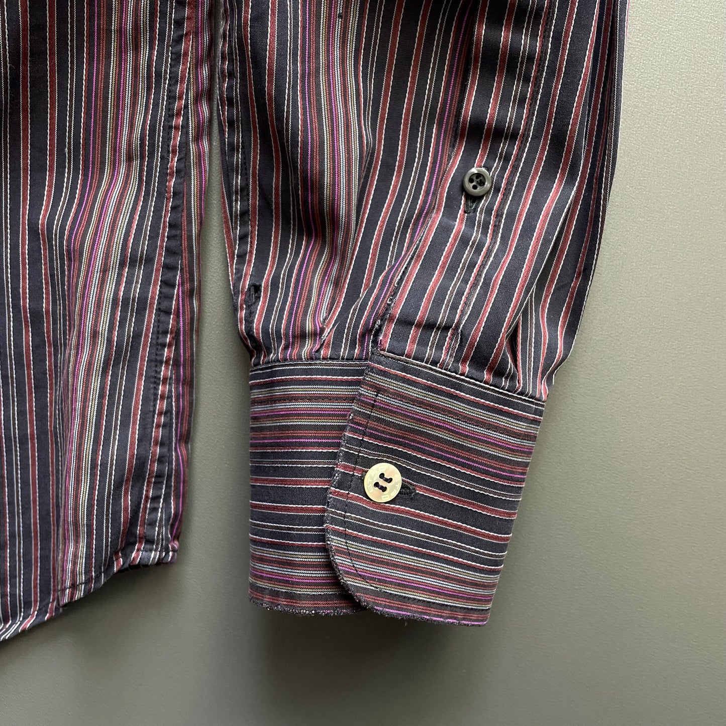 Prada Red Black & Purple 00s Fine Stripe Shirt | Large, Multicoloured
