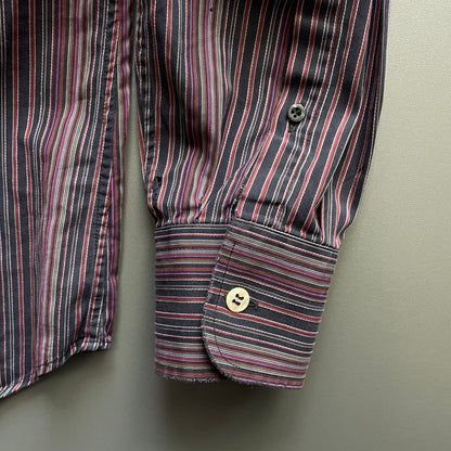 Prada Red Black & Purple 00s Fine Stripe Shirt | Large, Multicoloured