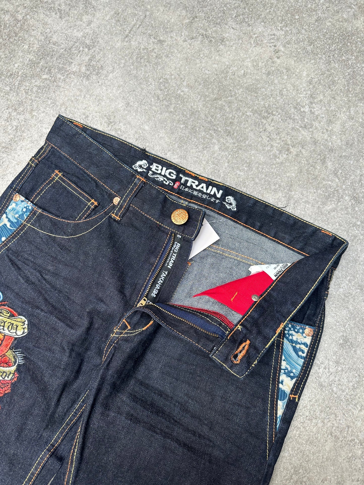 Big Train Dragon Graphic Embroidered Baggy Jeans