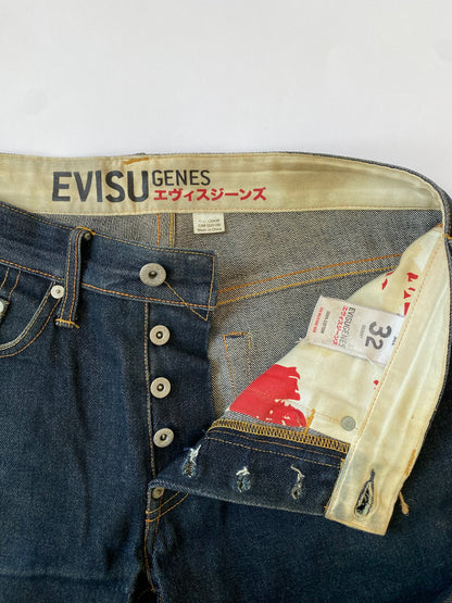 Evisu Daicock Jeans in Blue and Black