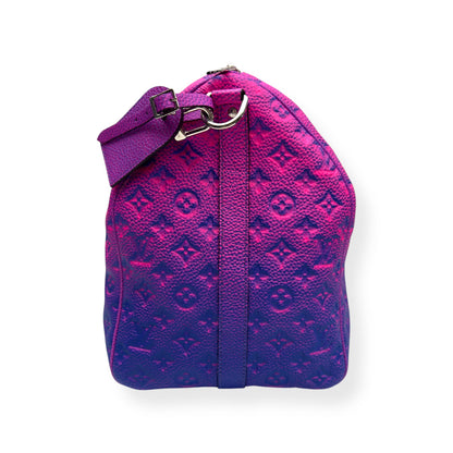 LOUIS VUITTON KEEPALL BANDOULIÈRE TAURILLON ILLUSION BAG PINK / BLUE 50B | O/S, Blue
