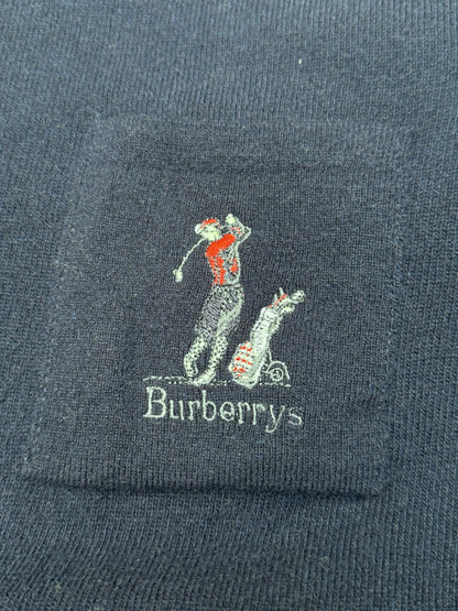 Burberry Logo Embroidered Colourblock Long Sleeve Polo Neck Sweater