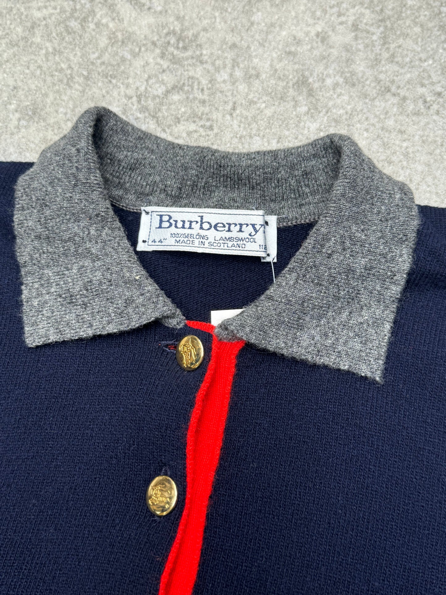 Burberry Logo Embroidered Colourblock Long Sleeve Polo Neck Sweater