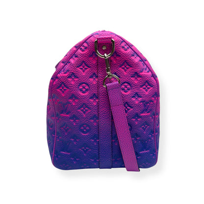 LOUIS VUITTON KEEPALL BANDOULIÈRE TAURILLON ILLUSION BAG PINK / BLUE 50B | O/S, Blue