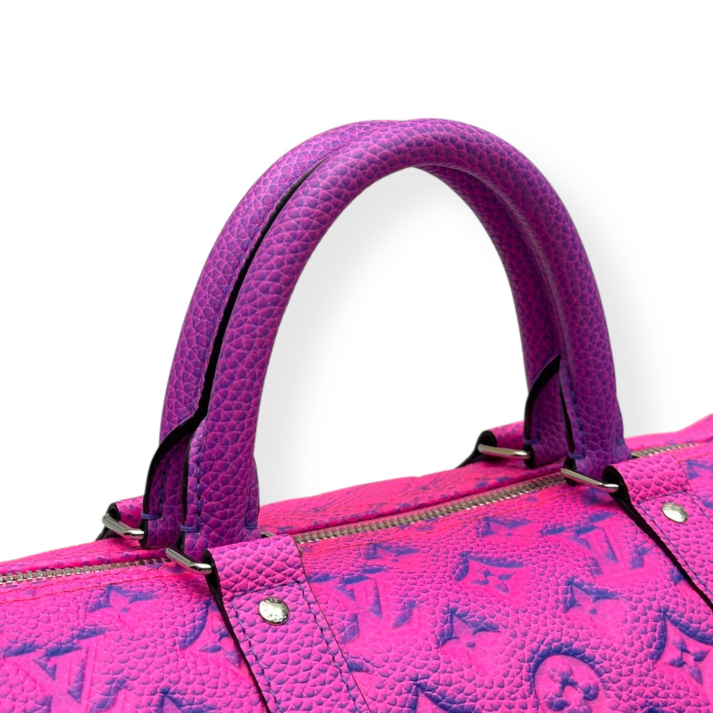 LOUIS VUITTON KEEPALL BANDOULIÈRE TAURILLON ILLUSION BAG PINK / BLUE 50B | O/S, Blue