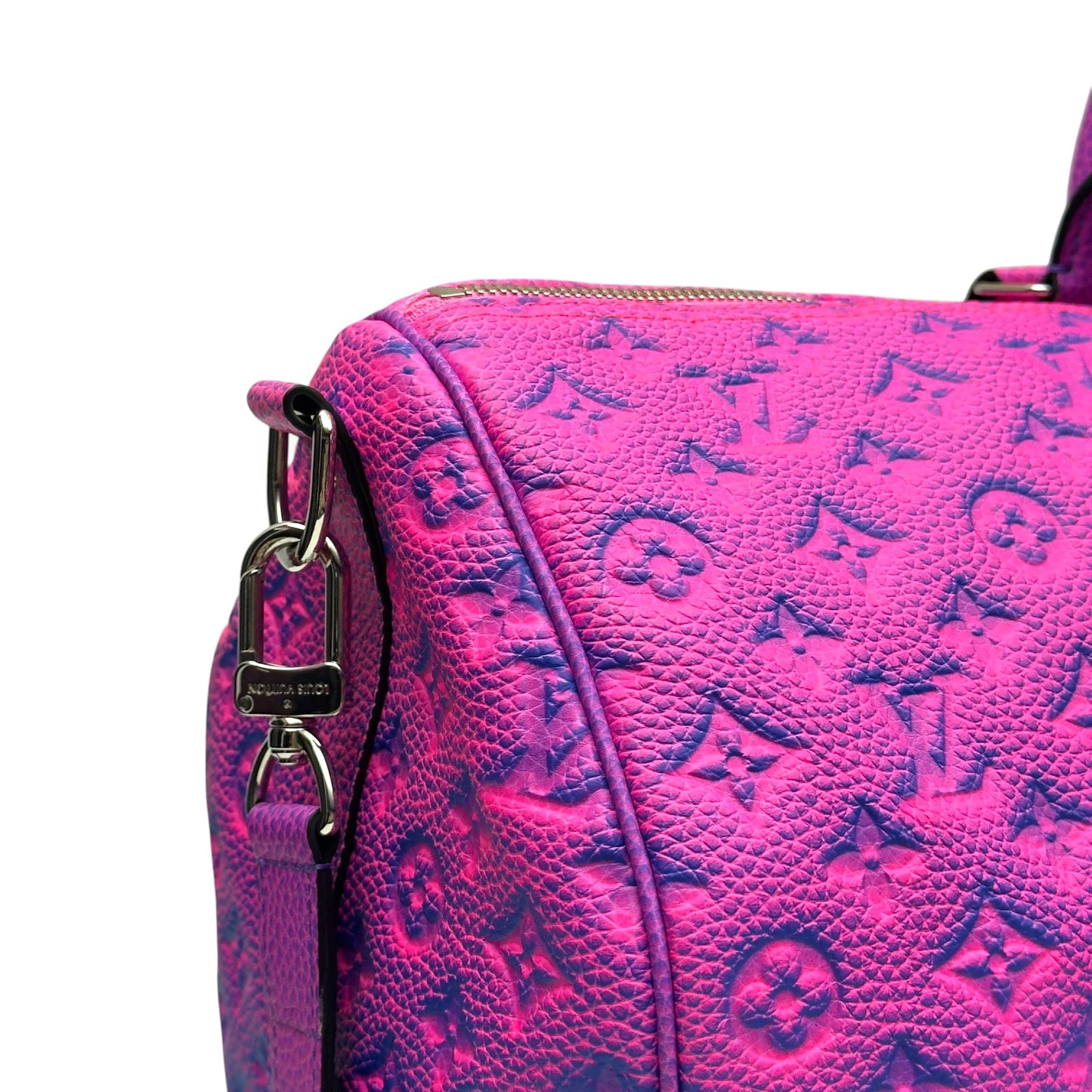 LOUIS VUITTON KEEPALL BANDOULIÈRE TAURILLON ILLUSION BAG PINK / BLUE 50B | O/S, Blue