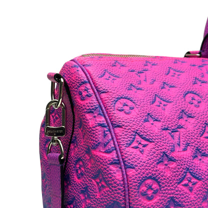 LOUIS VUITTON KEEPALL BANDOULIÈRE TAURILLON ILLUSION BAG PINK / BLUE 50B | O/S, Blue