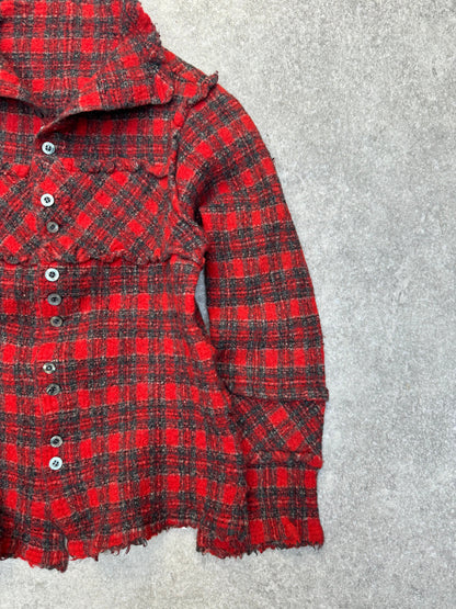 Issey Miyake HAI Plaid Ruffel Trimmed Wool Jacket SC:5782