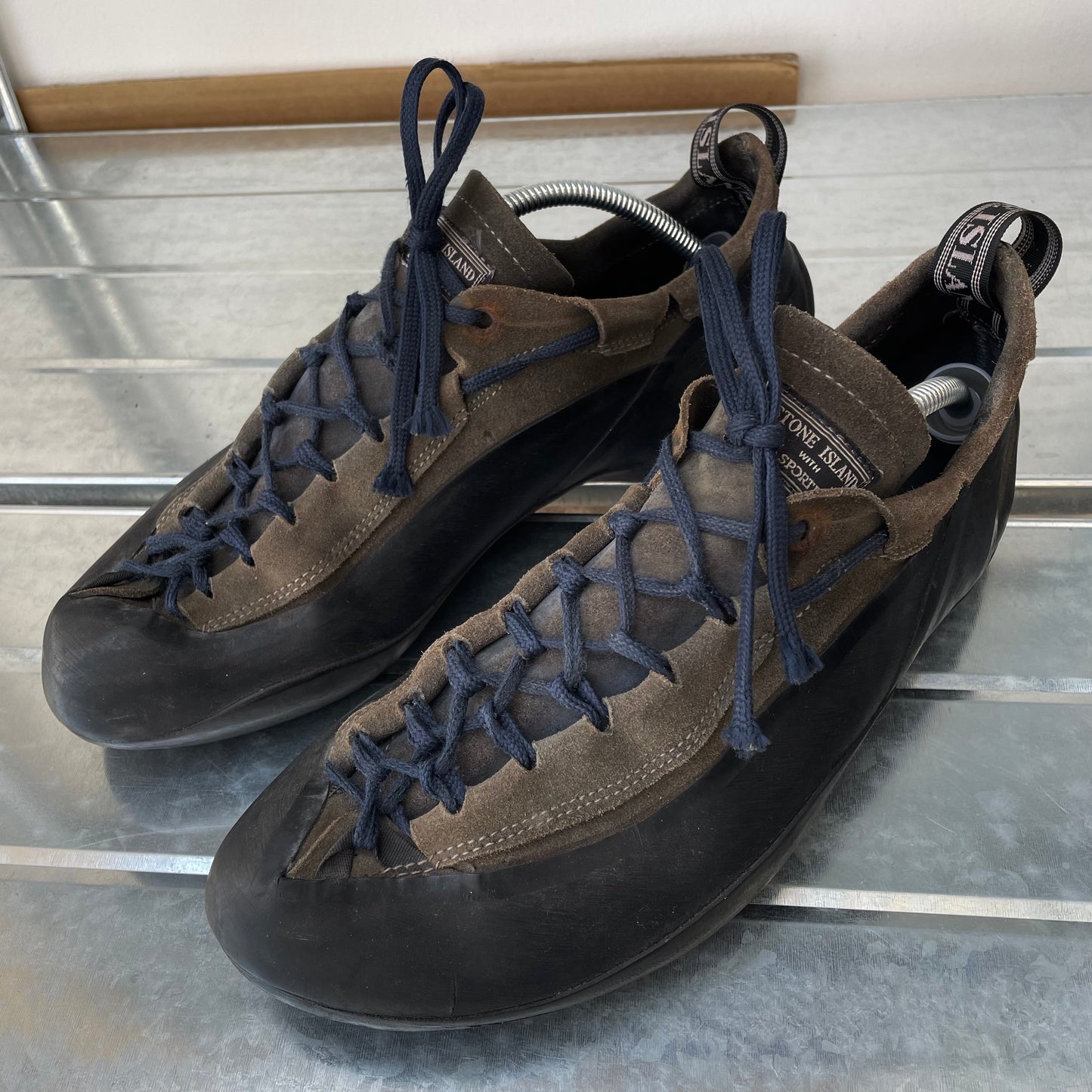Stone Island X La Sportiva Brown & Navy 00s Suede Climbing Shoes | LARGE, Multicoloured