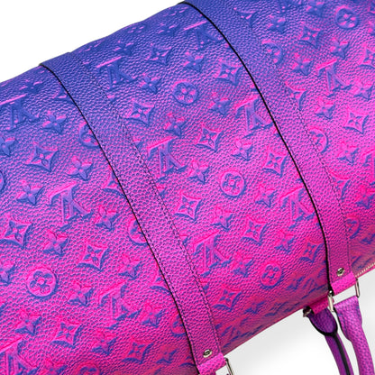 LOUIS VUITTON KEEPALL BANDOULIÈRE TAURILLON ILLUSION BAG PINK / BLUE 50B | O/S, Blue