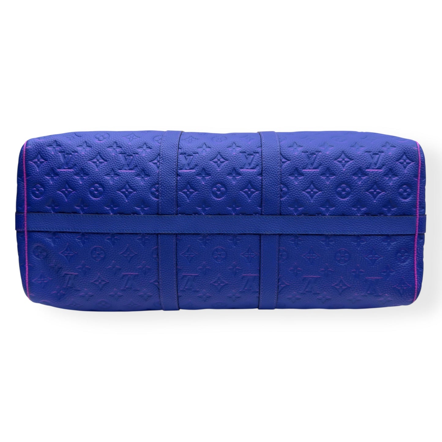 LOUIS VUITTON KEEPALL BANDOULIÈRE TAURILLON ILLUSION BAG PINK / BLUE 50B | O/S, Blue