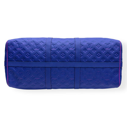 LOUIS VUITTON KEEPALL BANDOULIÈRE TAURILLON ILLUSION BAG PINK / BLUE 50B | O/S, Blue