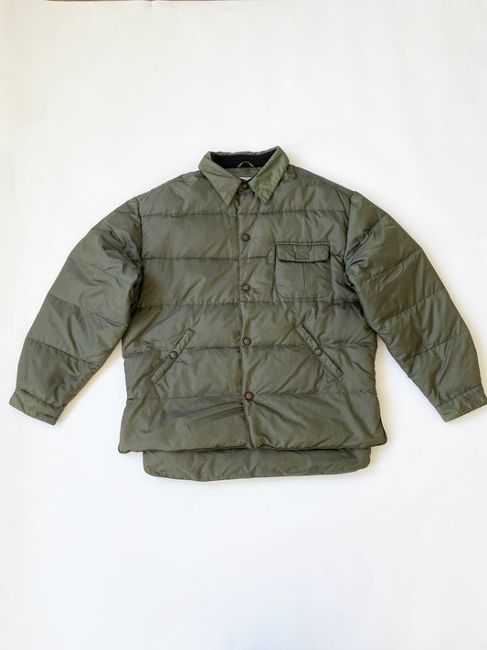 00's Armani Jeans Puffer Bomber Jacket in Iridescent Green