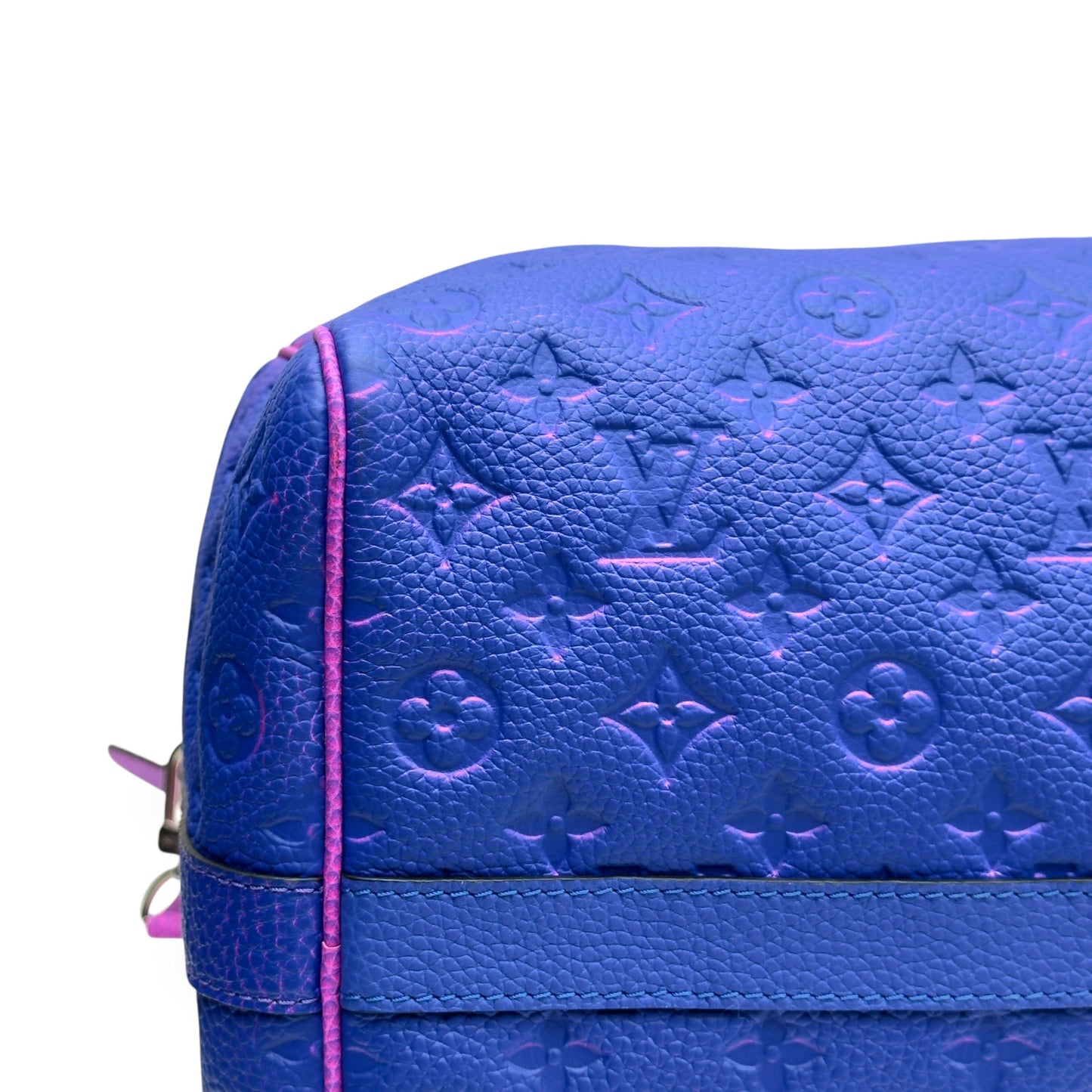 LOUIS VUITTON KEEPALL BANDOULIÈRE TAURILLON ILLUSION BAG PINK / BLUE 50B | O/S, Blue