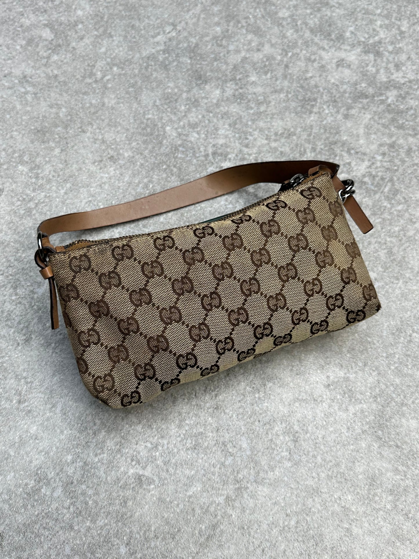 Gucci Logo Monogram Two-tone Canvas Shoulder Bag