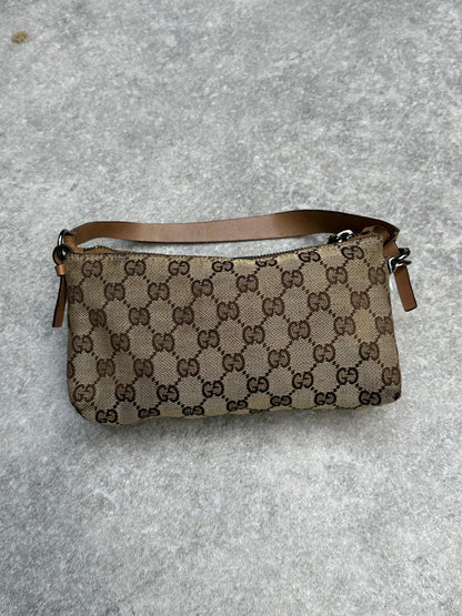 Gucci Logo Monogram Two-tone Canvas Shoulder Bag