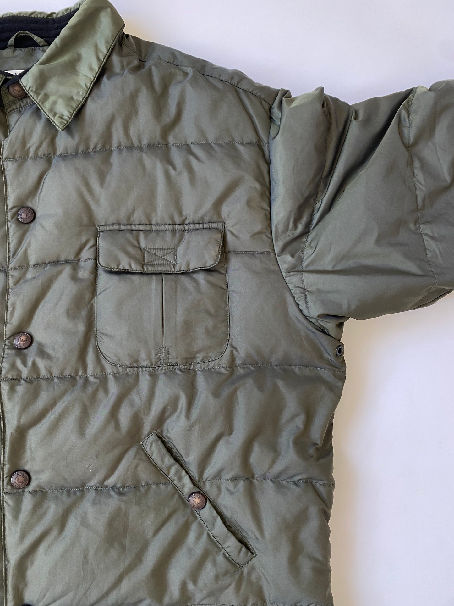 00's Armani Jeans Puffer Bomber Jacket in Iridescent Green
