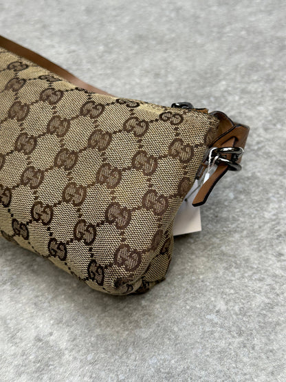 Gucci Logo Monogram Two-tone Canvas Shoulder Bag