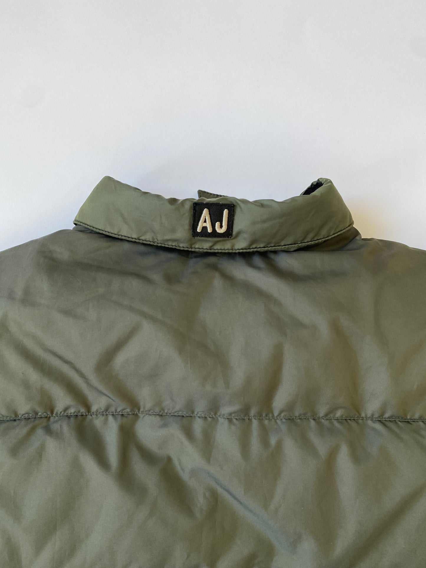 00's Armani Jeans Puffer Bomber Jacket in Iridescent Green