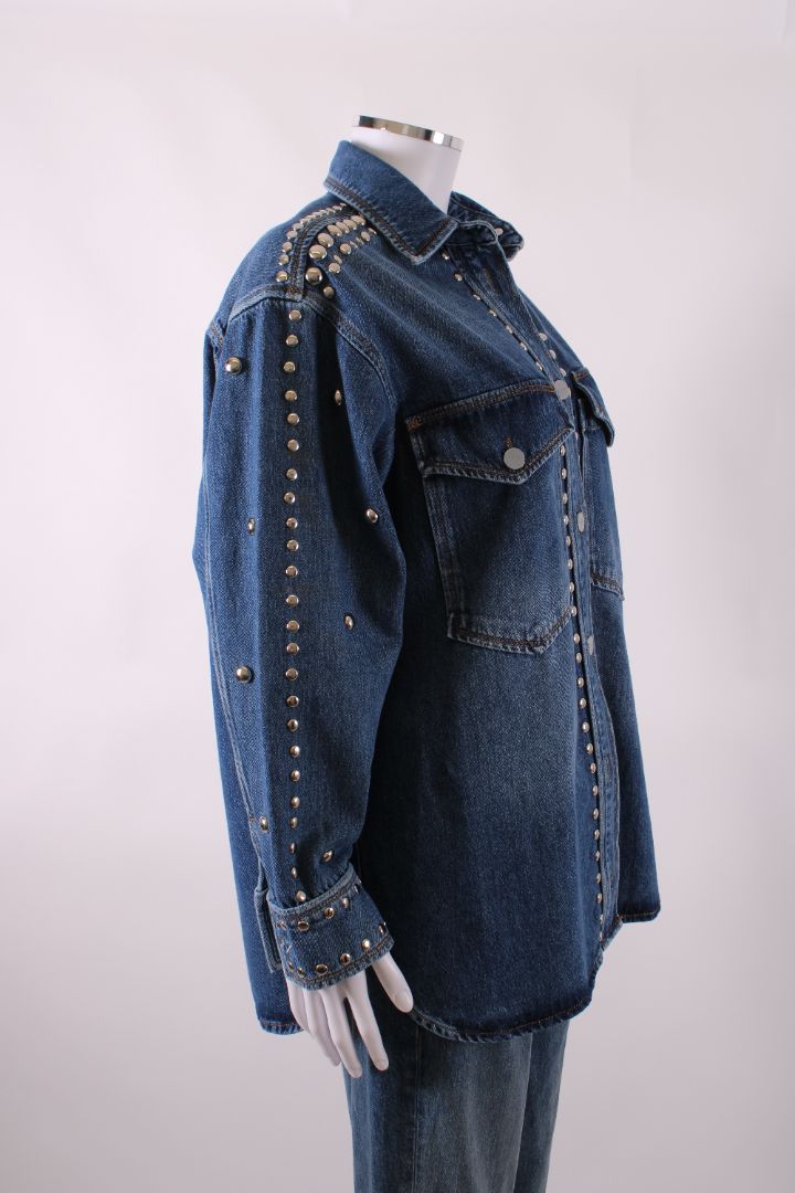 All Saints L/S Studded Jacket Denim S | Small, Blue