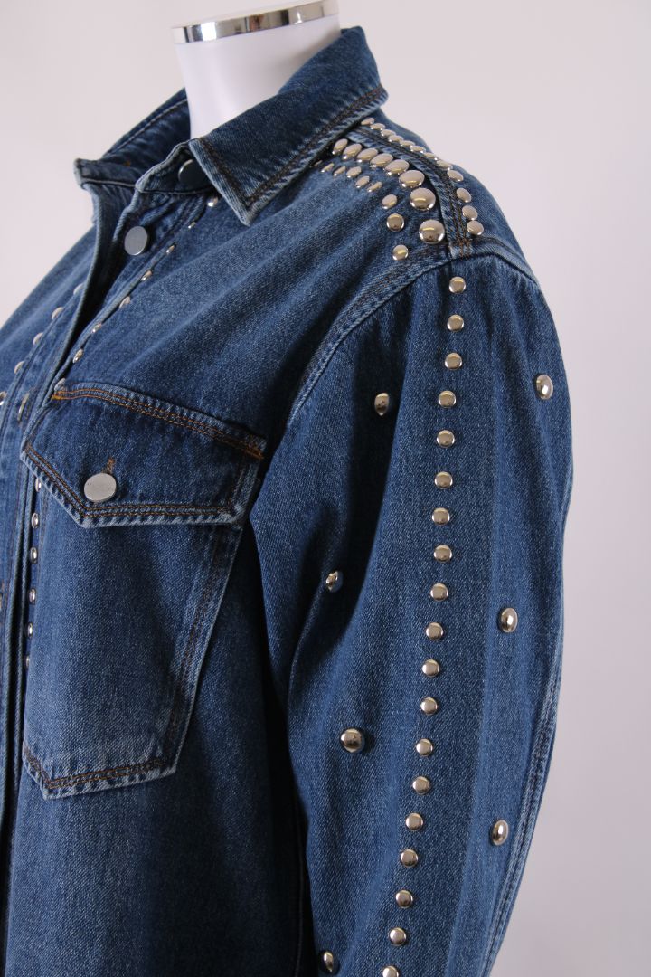 All Saints L/S Studded Jacket Denim S | Small, Blue