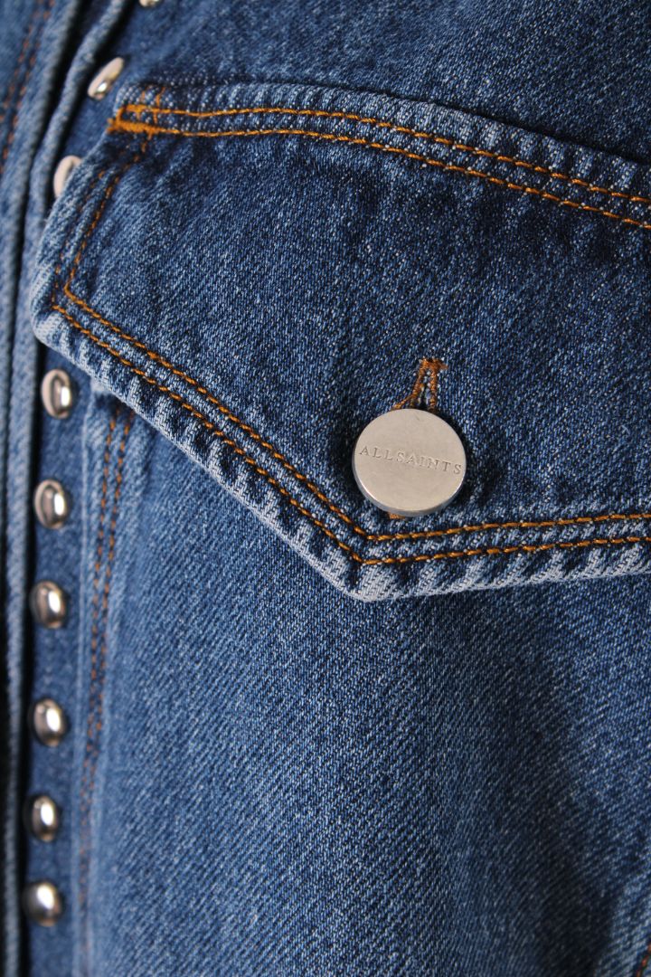 All Saints L/S Studded Jacket Denim S | Small, Blue