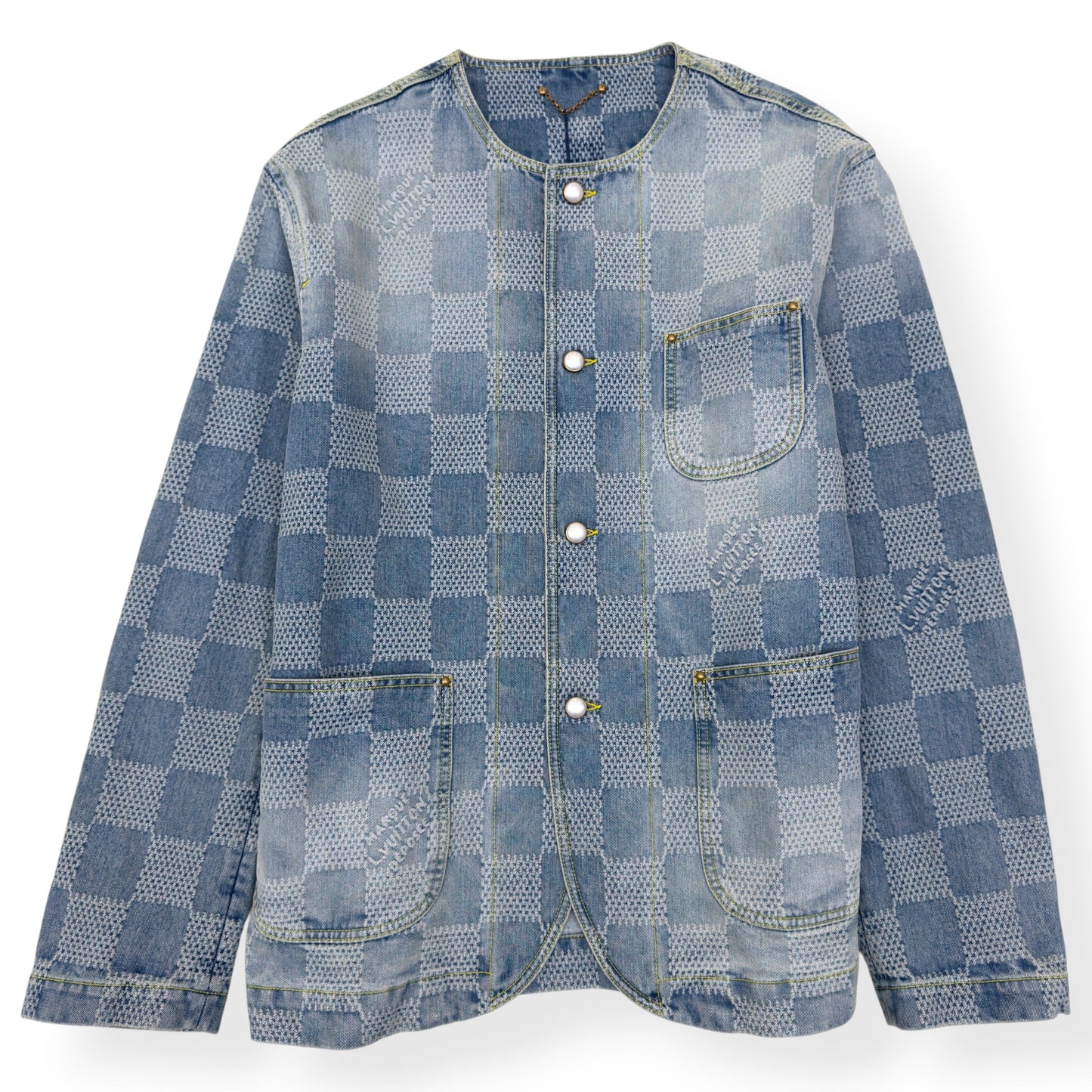 LOUIS VUITTON DAMIER DENIM 3D CHIC JACKET INDIGO BLUE 54 / XL | XL, Blue