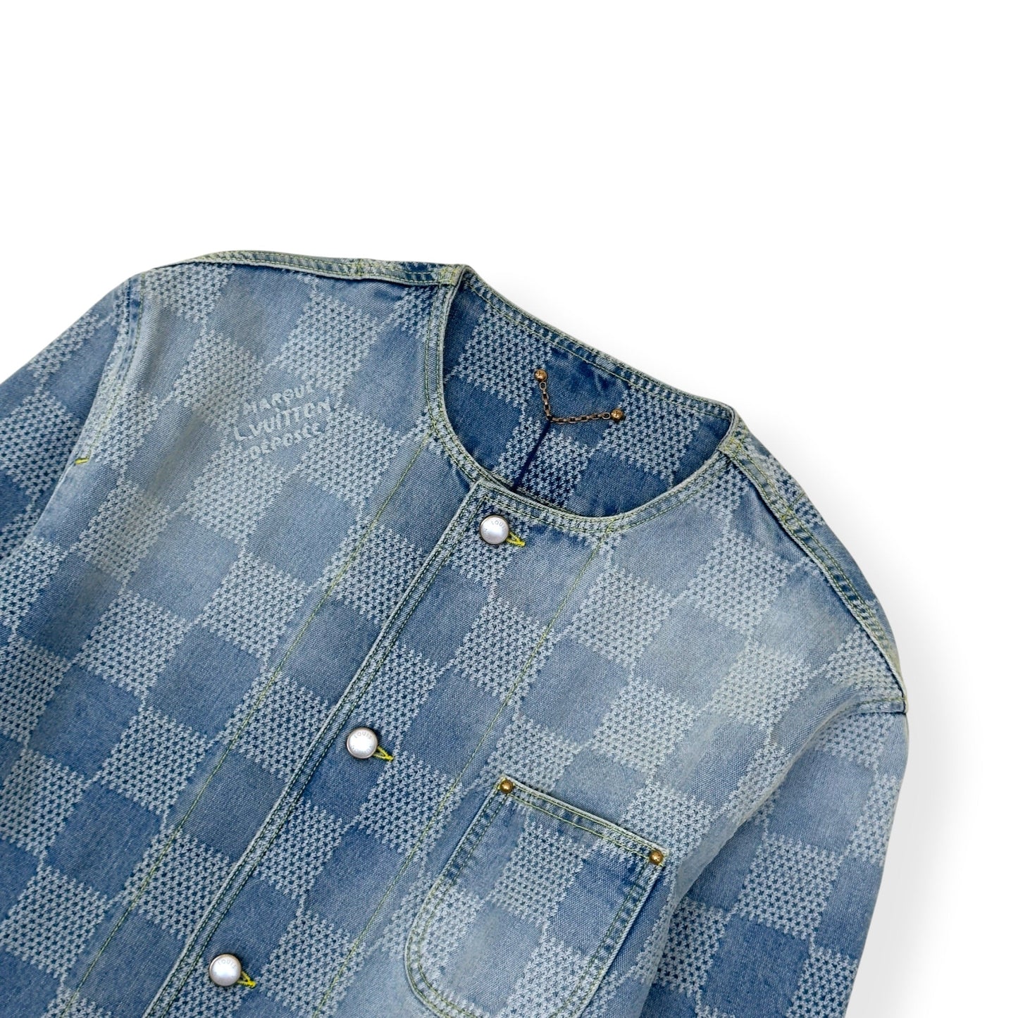LOUIS VUITTON DAMIER DENIM 3D CHIC JACKET INDIGO BLUE 54 / XL | XL, Blue