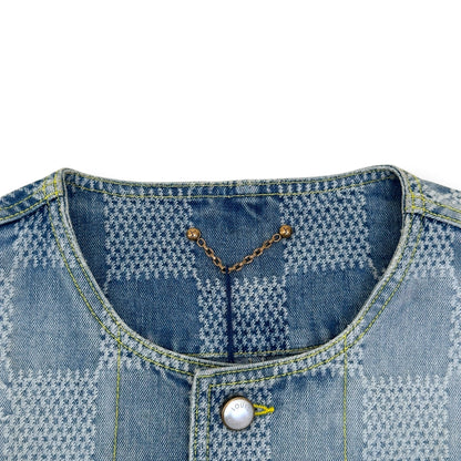 LOUIS VUITTON DAMIER DENIM 3D CHIC JACKET INDIGO BLUE 54 / XL | XL, Blue
