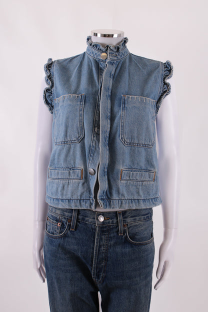 Seventy + Mochi S/S Ruffle Waist Coat Denim 8 | O/S, TBD