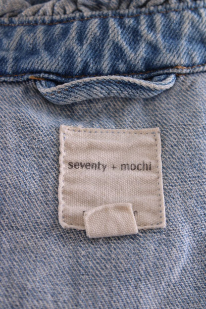 Seventy + Mochi S/S Ruffle Waist Coat Denim 8 | O/S, Light Wash Denim