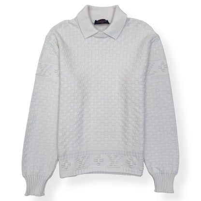 LOUIS VUITTON DAMIER POLO SWEATER WHITE L | Large, White