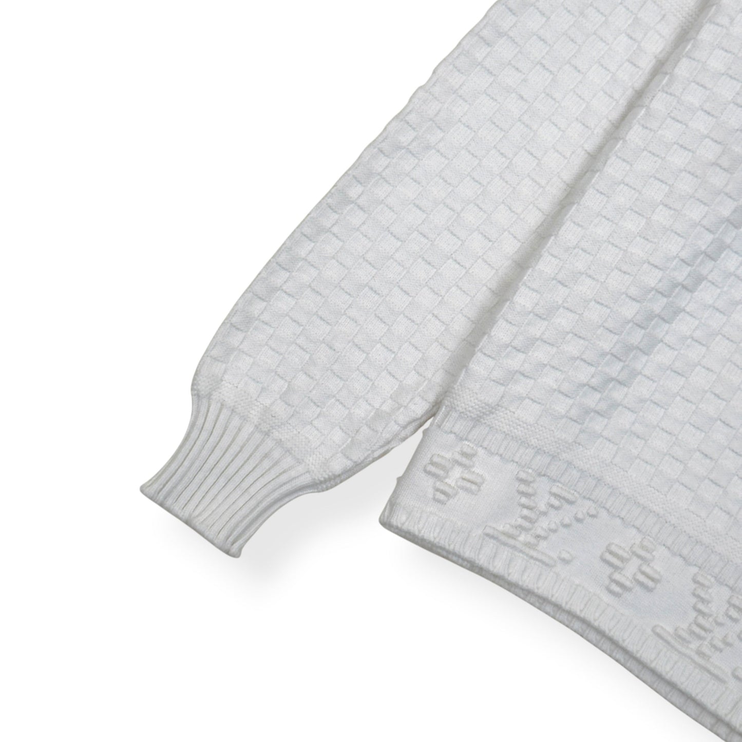 LOUIS VUITTON DAMIER POLO SWEATER WHITE L | Large, White