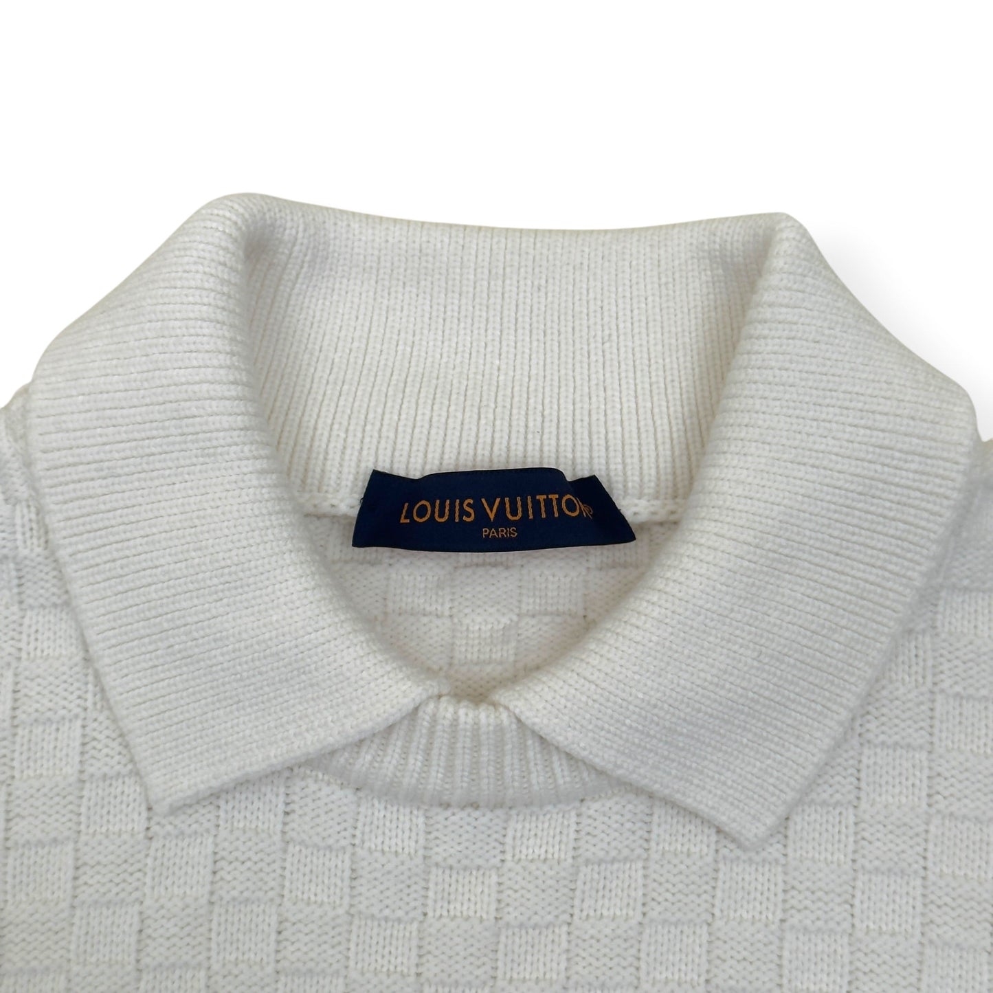 LOUIS VUITTON DAMIER POLO SWEATER WHITE L | Large, White