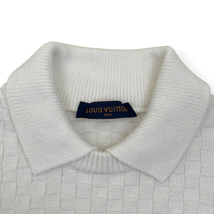 LOUIS VUITTON DAMIER POLO SWEATER WHITE L | Large, White