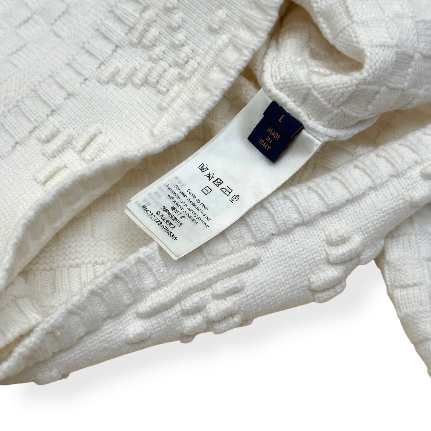 LOUIS VUITTON DAMIER POLO SWEATER WHITE L | Large, White