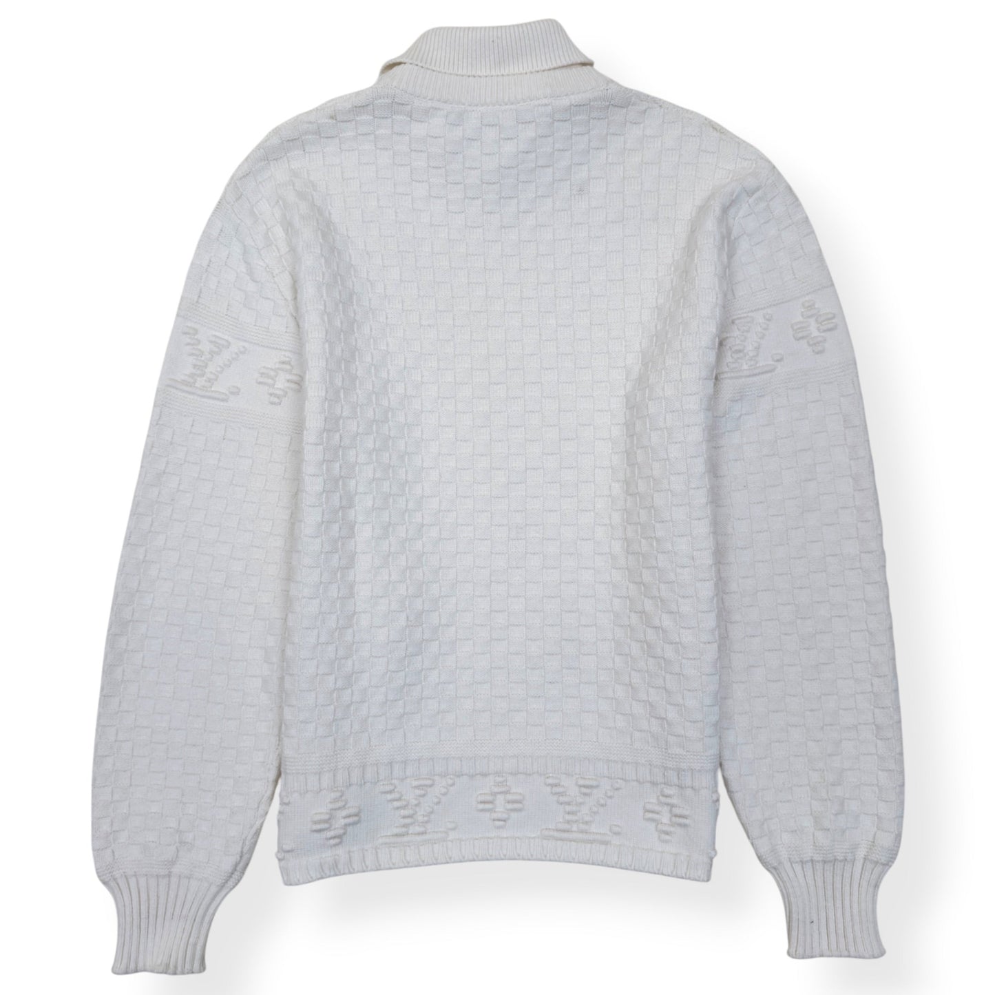 LOUIS VUITTON DAMIER POLO SWEATER WHITE L | Large, White