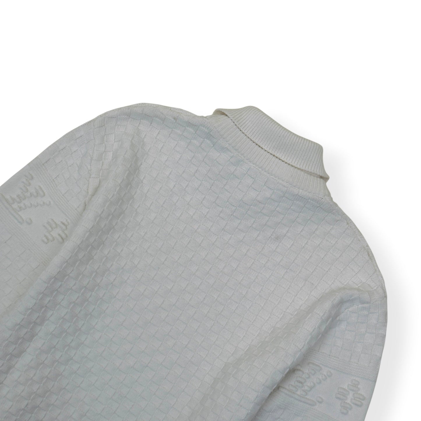 LOUIS VUITTON DAMIER POLO SWEATER WHITE L | Large, White